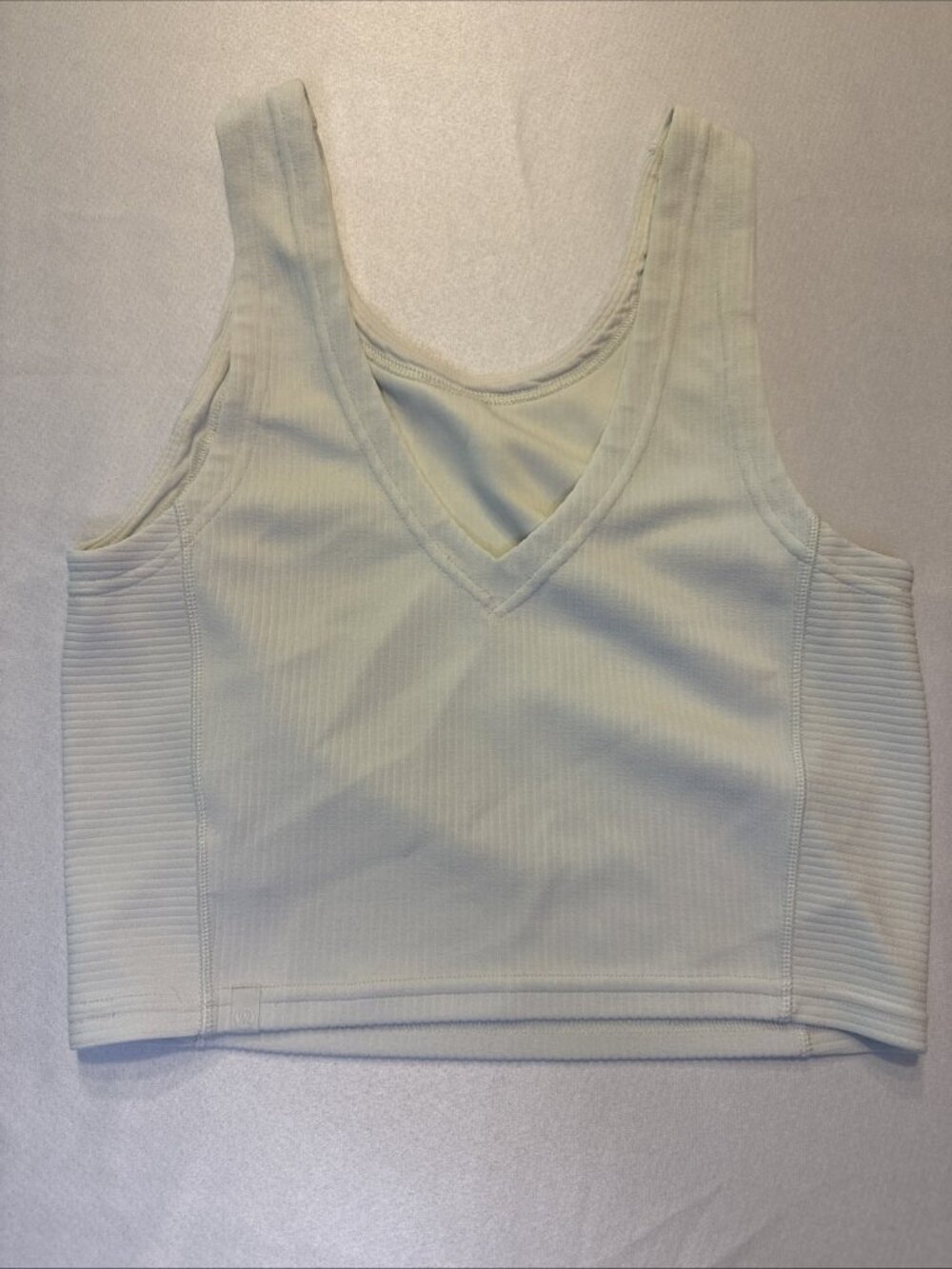 Lululemon Shirt Ribbed White V-Neck Crop Tank Top Light Support Size S/4